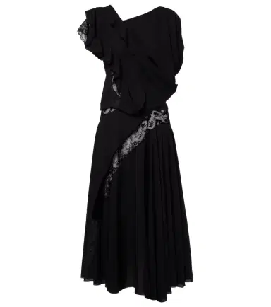 Junya Watanabe Asymmetric lace-trimmed midi dress | Thumbnail 1