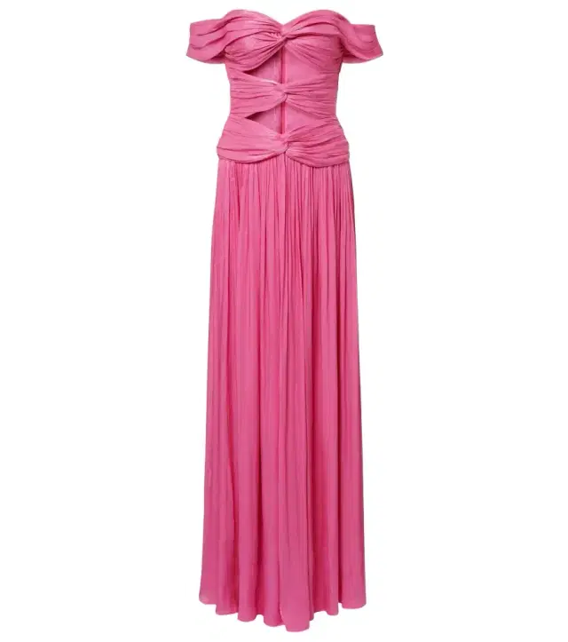 Costarellos Cutout Lurex georgette gown