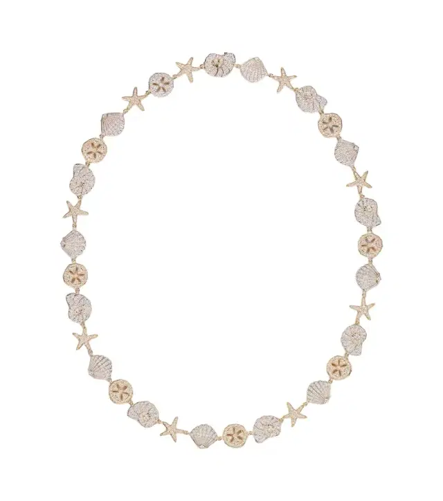Sea Life 14kt gold necklace with diamonds
