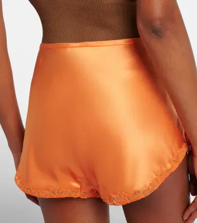 Saint Laurent Lace-trimmed silk crêpe muslin shorts | Thumbnail 6