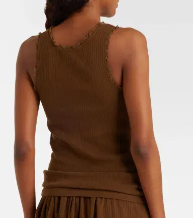 Miu Miu Lace-trimmed pointelle cotton tank top | Thumbnail 3
