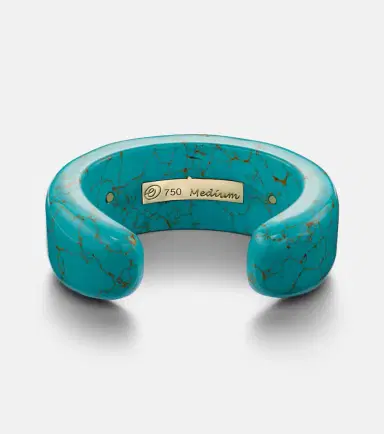 Octavia Elizabeth 18kt gold and turquoise cuff bracelet with emeralds | Thumbnail 2