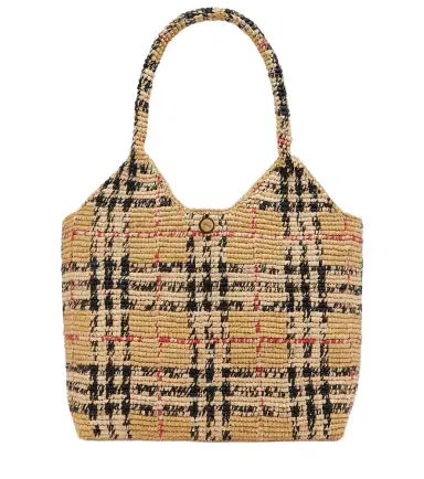 Burberry Check Large raffia tote bag | Thumbnail 1