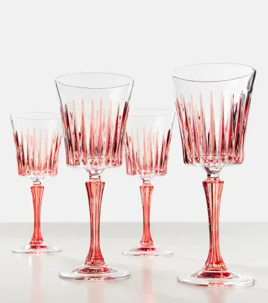 LES OTTOMANS Set of 4 striped crystal wine glasses | Thumbnail 2