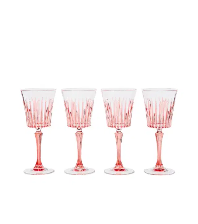 LES OTTOMANS Set of 4 striped crystal wine glasses