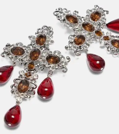 Saint Laurent Cross embellished clip-on earrings | Thumbnail 2