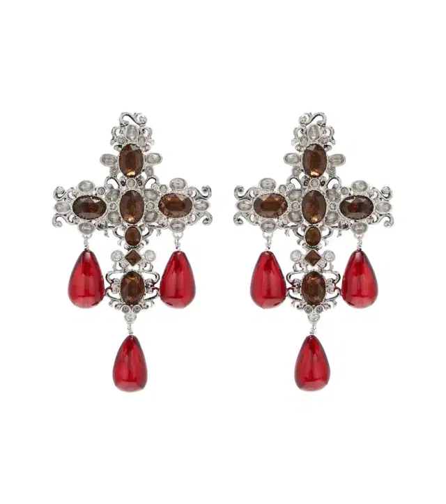 Cross embellished clip-on earrings