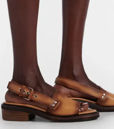 Miu Miu Leather slingback sandals | Thumbnail 6