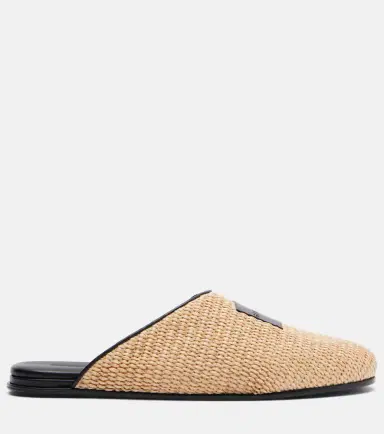 Givenchy Label leather-trimmed woven mules | Thumbnail 2