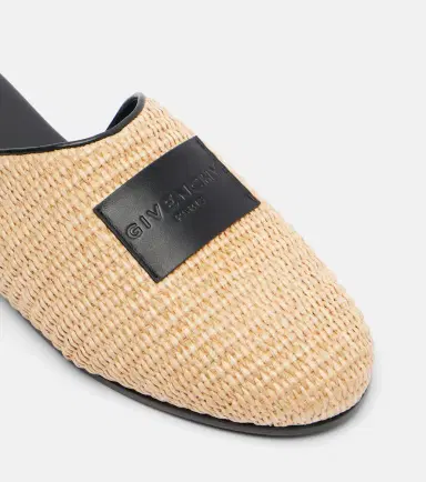 Givenchy Label leather-trimmed woven mules | Thumbnail 4