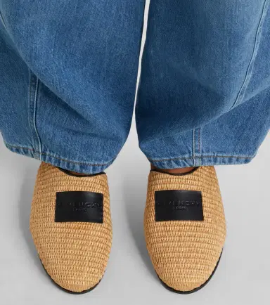 Givenchy Label leather-trimmed woven mules | Thumbnail 5