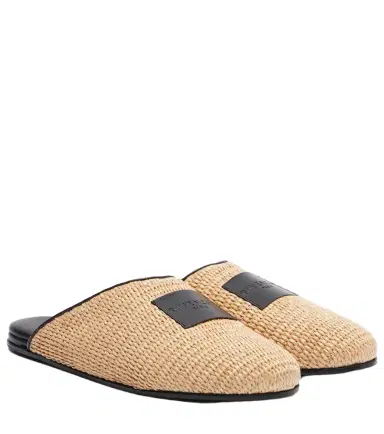 Givenchy Label leather-trimmed woven mules | Thumbnail 1