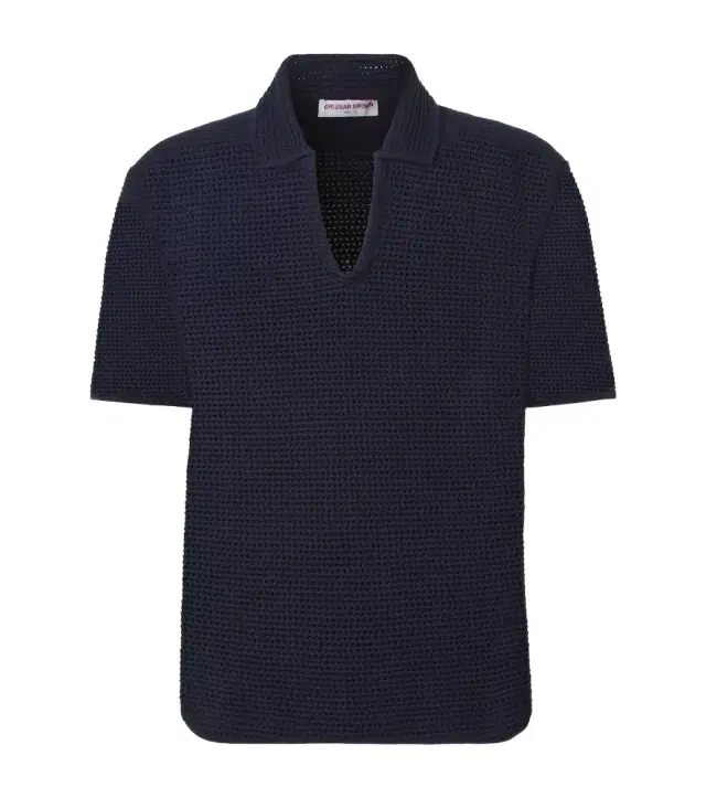 Batten crochet cotton polo shirt