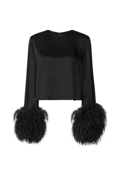 Lapointe Satin Top With Feathers | Thumbnail 1