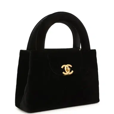 Chanel Chanel Small Kelly Shopper Black Velvet Brushed Gold Hardware | Thumbnail 2