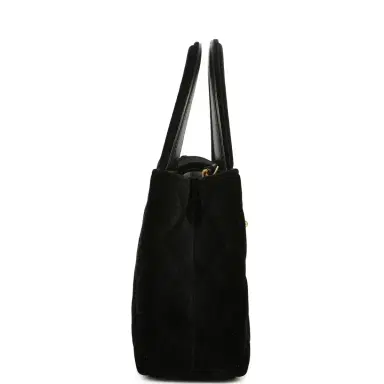 Chanel Chanel Small Kelly Shopper Black Velvet Brushed Gold Hardware | Thumbnail 3