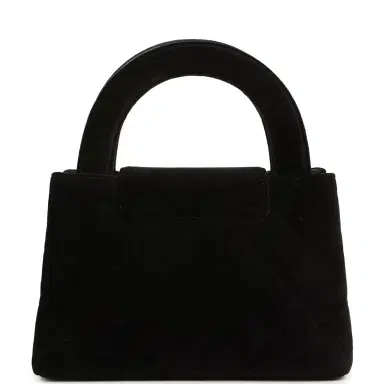 Chanel Chanel Small Kelly Shopper Black Velvet Brushed Gold Hardware | Thumbnail 4