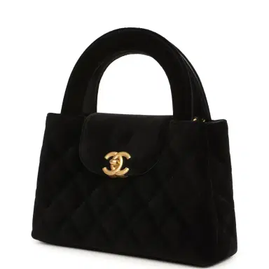 Chanel Chanel Small Kelly Shopper Black Velvet Brushed Gold Hardware | Thumbnail 5