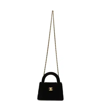 Chanel Chanel Small Kelly Shopper Black Velvet Brushed Gold Hardware | Thumbnail 7