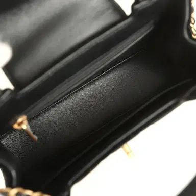 Chanel Chanel Small Kelly Shopper Black Velvet Brushed Gold Hardware | Thumbnail 8
