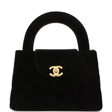 Chanel Chanel Small Kelly Shopper Black Velvet Brushed Gold Hardware | Thumbnail 1