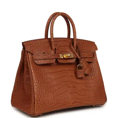 HERMÈS Hermes Birkin 25 Gold Matte Alligator Gold Hardware | Thumbnail 2 HERMÈS Hermes Birkin 25 Gold Matte Alligator Gold Hardware | Thumbnail 2