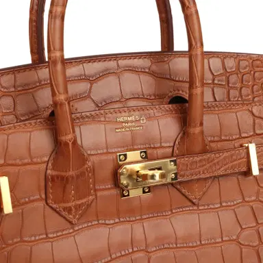 HERMÈS Hermes Birkin 25 Gold Matte Alligator Gold Hardware | Thumbnail 7 HERMÈS Hermes Birkin 25 Gold Matte Alligator Gold Hardware | Thumbnail 7