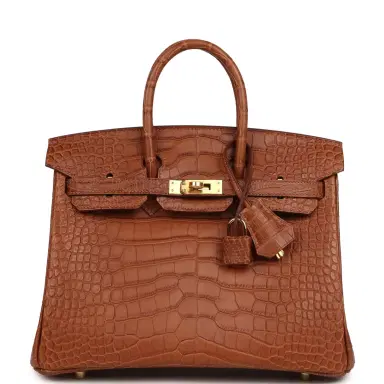 HERMÈS Hermes Birkin 25 Gold Matte Alligator Gold Hardware | Thumbnail 1 HERMÈS Hermes Birkin 25 Gold Matte Alligator Gold Hardware | Thumbnail 1