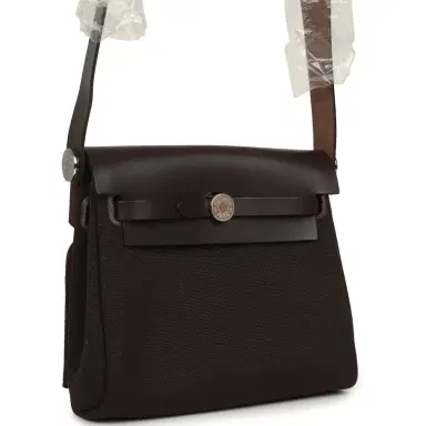HERMÈS Hermes Herbag Zip 20 Mini Ebene Toile Militaire Canvas and Vache Hunter Palladium Hardware | Thumbnail 2 HERMÈS Hermes Herbag Zip 20 Mini Ebene Toile Militaire Canvas and Vache Hunter Palladium Hardware | Thumbnail 2
