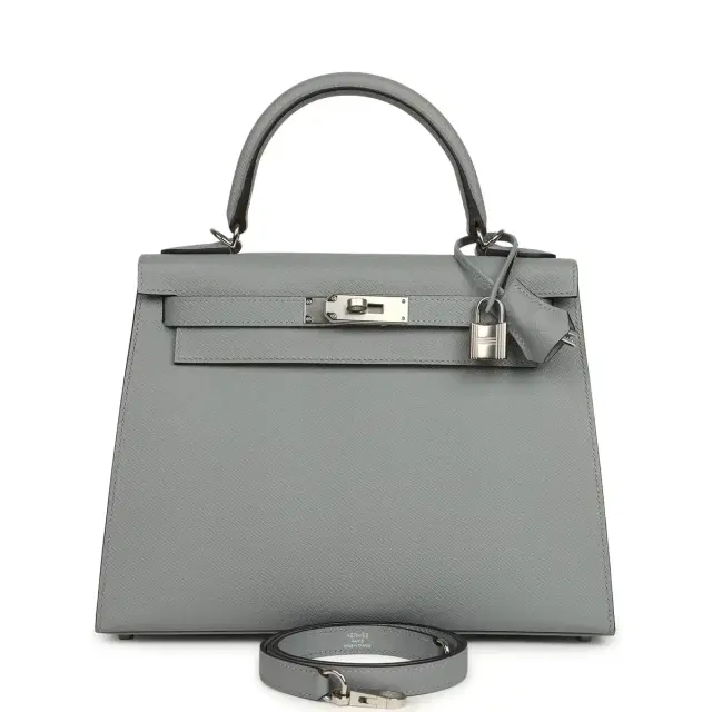 hermes Hermes Kelly Sellier 28 Gris Pantin Epsom Palladium Hardware