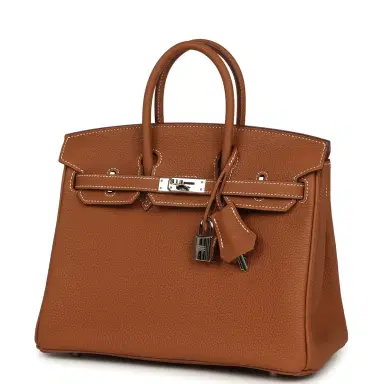 HERMÈS Pre-owned Hermes Birkin 25 Gold Togo Palladium Hardware | Thumbnail 5 HERMÈS Pre-owned Hermes Birkin 25 Gold Togo Palladium Hardware | Thumbnail 5