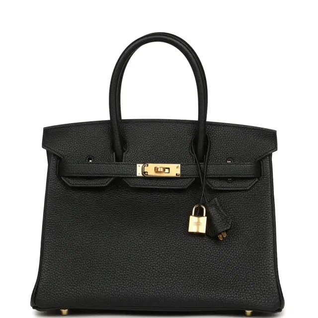 Pre-owned Hermes Birkin 30 Black Togo Gold Hardware