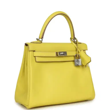 HERMÈS Pre-owned Hermes Kelly Retourne 25 Lime Swift Palladium Hardware | Thumbnail 2 HERMÈS Pre-owned Hermes Kelly Retourne 25 Lime Swift Palladium Hardware | Thumbnail 2