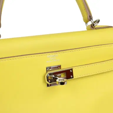 HERMÈS Pre-owned Hermes Kelly Retourne 25 Lime Swift Palladium Hardware | Thumbnail 7 HERMÈS Pre-owned Hermes Kelly Retourne 25 Lime Swift Palladium Hardware | Thumbnail 7