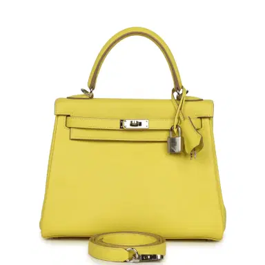 HERMÈS Pre-owned Hermes Kelly Retourne 25 Lime Swift Palladium Hardware | Thumbnail 1 HERMÈS Pre-owned Hermes Kelly Retourne 25 Lime Swift Palladium Hardware | Thumbnail 1