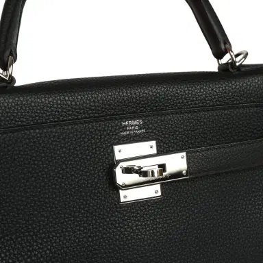 HERMÈS Pre-owned Hermes Kelly Retourne 28 Black Togo Palladium Hardware | Thumbnail 7