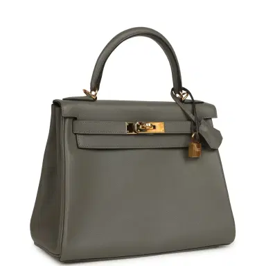 HERMÈS Pre-owned Hermes Kelly Retourne 28 Gris Meyer Evercolor Gold Hardware | Thumbnail 2