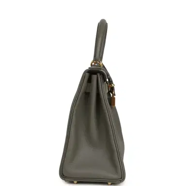HERMÈS Pre-owned Hermes Kelly Retourne 28 Gris Meyer Evercolor Gold Hardware | Thumbnail 3
