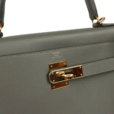 HERMÈS Pre-owned Hermes Kelly Retourne 28 Gris Meyer Evercolor Gold Hardware | Thumbnail 7