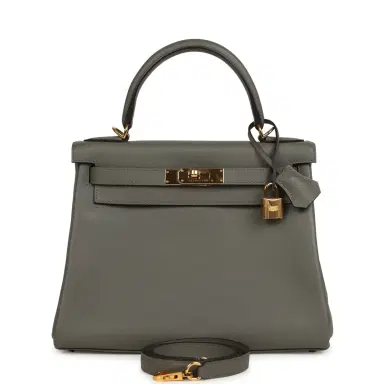 HERMÈS Pre-owned Hermes Kelly Retourne 28 Gris Meyer Evercolor Gold Hardware | Thumbnail 1