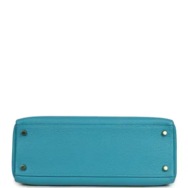 HERMÈS Pre-owned Hermes Kelly Retourne 32 Turquoise Clemence Gold Hardware | Thumbnail 6 HERMÈS Pre-owned Hermes Kelly Retourne 32 Turquoise Clemence Gold Hardware | Thumbnail 6