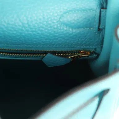 HERMÈS Pre-owned Hermes Kelly Retourne 32 Turquoise Clemence Gold Hardware | Thumbnail 9 HERMÈS Pre-owned Hermes Kelly Retourne 32 Turquoise Clemence Gold Hardware | Thumbnail 9