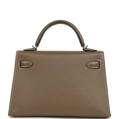 HERMÈS Pre-owned Hermes Kelly Sellier 20 Etoupe Epsom Palladium Hardware | Thumbnail 4