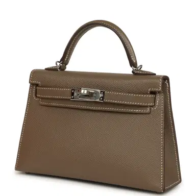 HERMÈS Pre-owned Hermes Kelly Sellier 20 Etoupe Epsom Palladium Hardware | Thumbnail 5