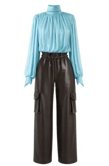 LaQuan Smith Long Sleeve Top with Scarf Detail | Thumbnail 3