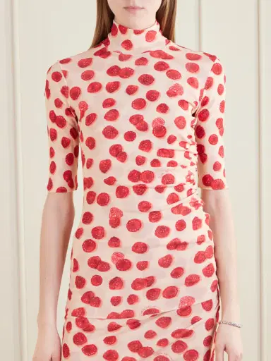 Stella McCartney Gathered Printed Mesh T-shirt | Thumbnail 3 Stella McCartney Gathered Printed Mesh T-shirt | Thumbnail 3