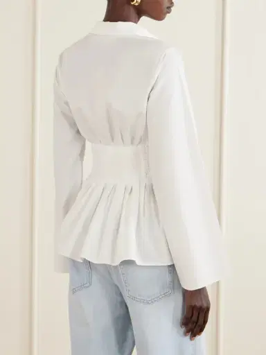 Rosie Assoulin Boogie Woogie Bugle Boy Shirred Cotton-poplin Blouse | Thumbnail 3