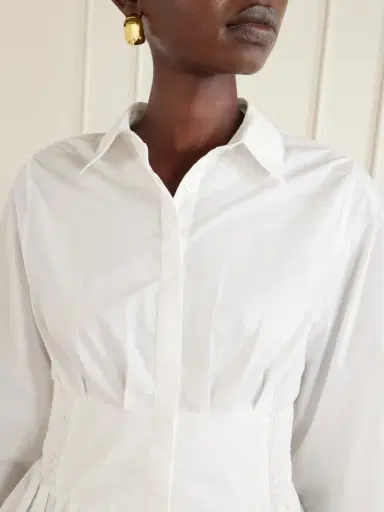 Rosie Assoulin Boogie Woogie Bugle Boy Shirred Cotton-poplin Blouse | Thumbnail 4