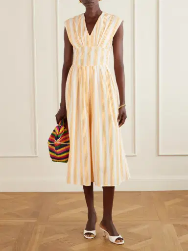 Rosie Assoulin In Full Bloom Gathered Striped Cotton-taffeta Midi Dress | Thumbnail 2