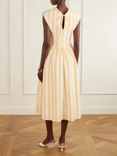 Rosie Assoulin In Full Bloom Gathered Striped Cotton-taffeta Midi Dress | Thumbnail 3